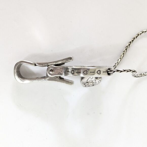 BRIGHTON Reversible Floating Heart ID Lanyard Badge Holder Swarovski Snake Chain - Picture 4 of 10